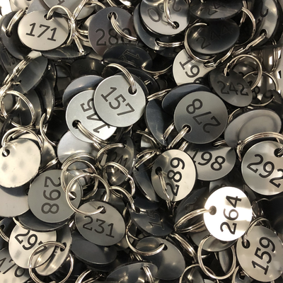 Round Acrylic Key Tags with Number Engraving