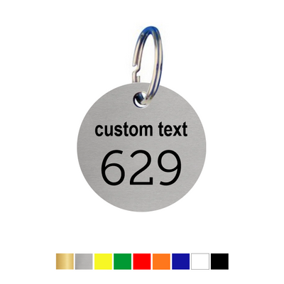 Round Acrylic Key Tags with Text and Number Engraving