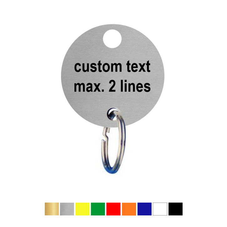 Round Acrylic Key Tags with Up To Two Lines Text/Number Engraving and Hanging Hole