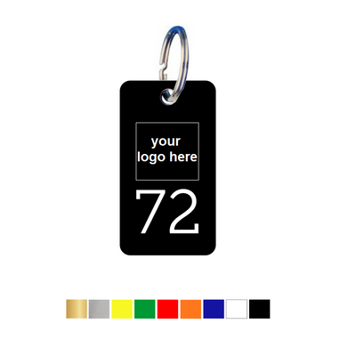 Rounded Rectangle Acrylic Key Tags with Logo and Number Engraving