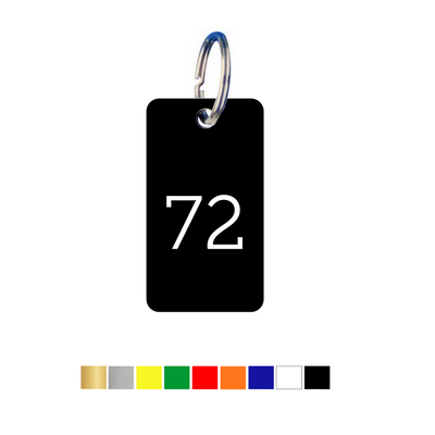 Rounded Rectangle Acrylic Key Tags with Number Engraving Vertical