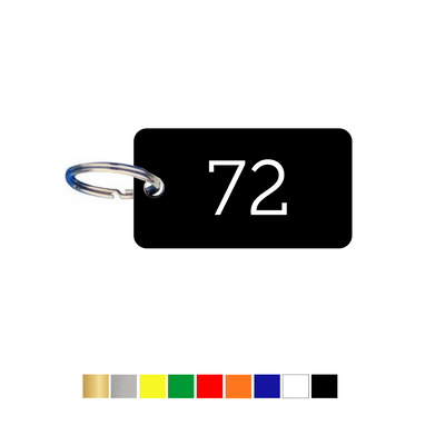 Rounded Rectangle Acrylic Key Tags with Number Engraving Horizontal