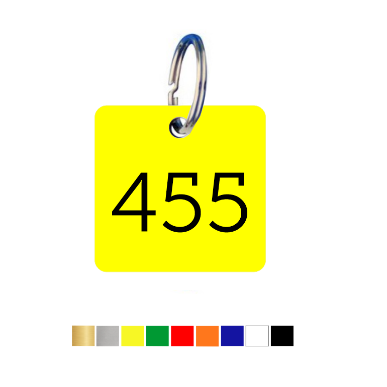 Rounded Square Acrylic Key Tags with Number Engraving