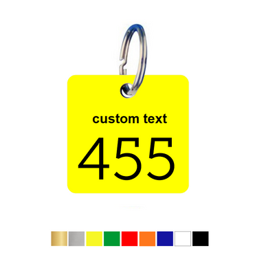 Rounded Square Acrylic Key Tags with Text and Number Engraving