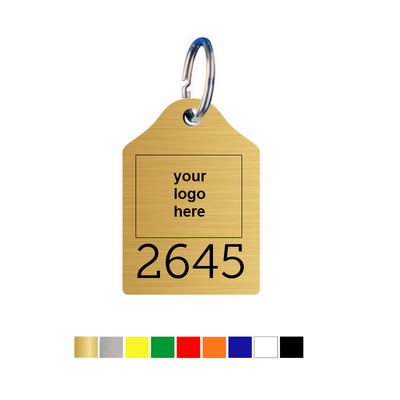 Rounded Top Acrylic Key Tags with Logo and Number Engraving