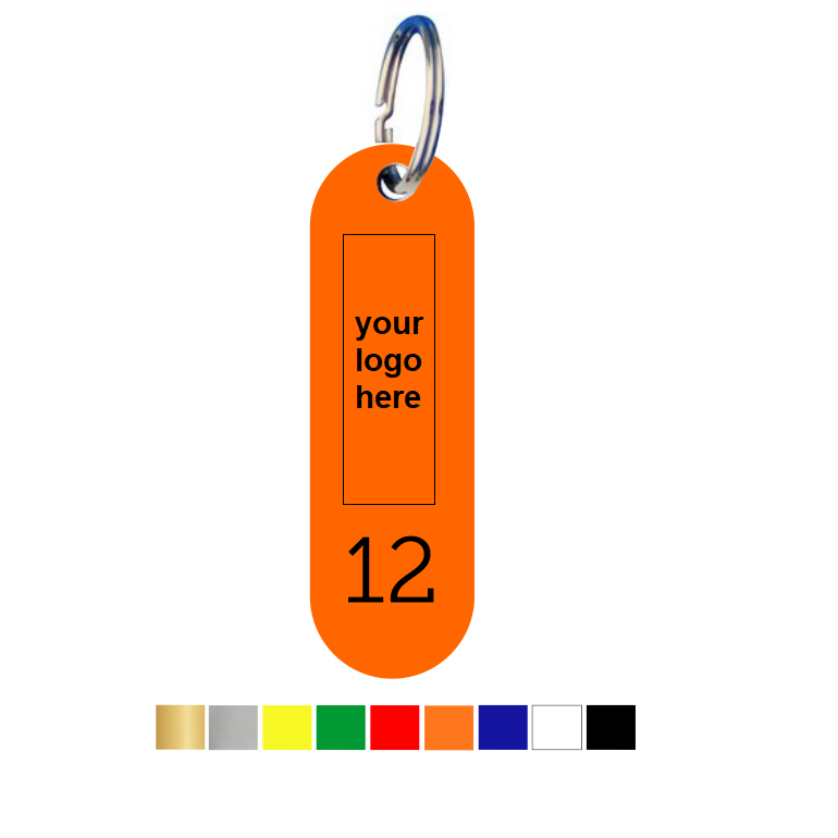 Small Oval Acrylic Key Tags with Logo and Number Engraving