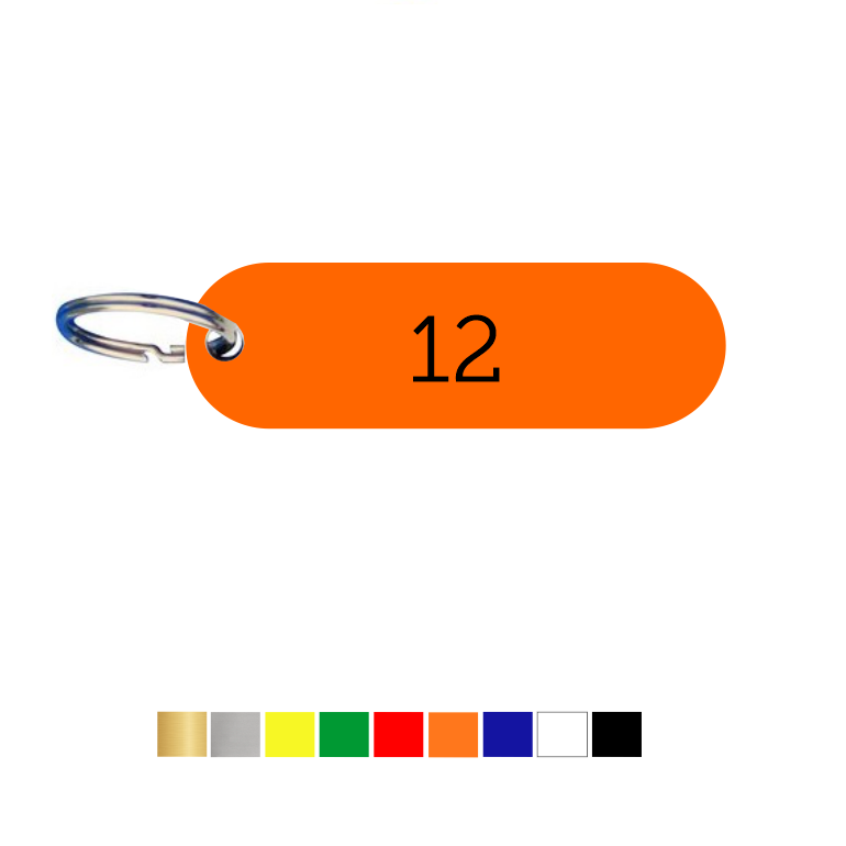 Small Oval Acrylic Key Tags with Number Engraving Horizontal