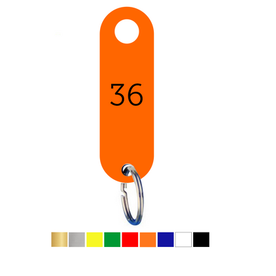 Small Oval Acrylic Key Tags with Number Engraving and Hanging Hole