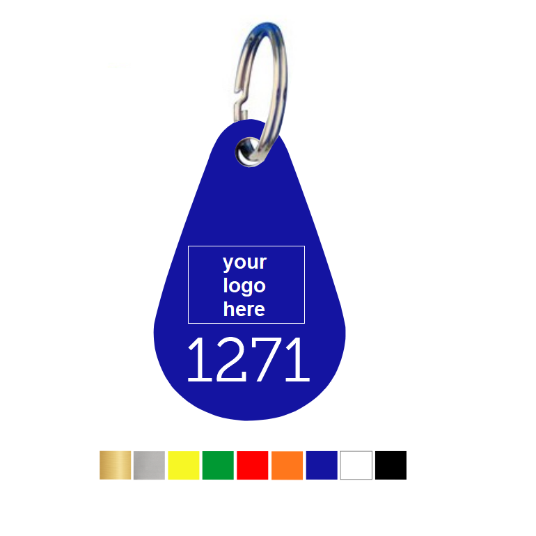 Teardrop Acrylic Key Tags with Logo and Number Engraving