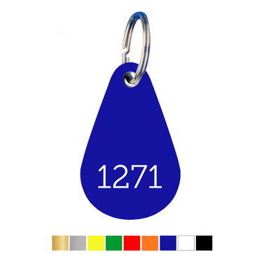 Teardrop Acrylic Key Tags with Number Engraving