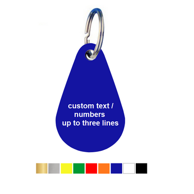 Teardrop Acrylic Key Tags with Up To Three Lines Text/Number Engraving