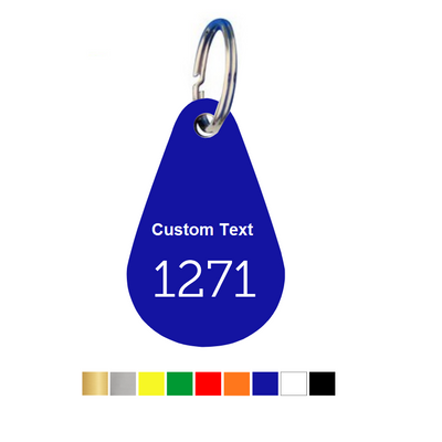 Teardrop Acrylic Key Tags with Text and Number Engraving