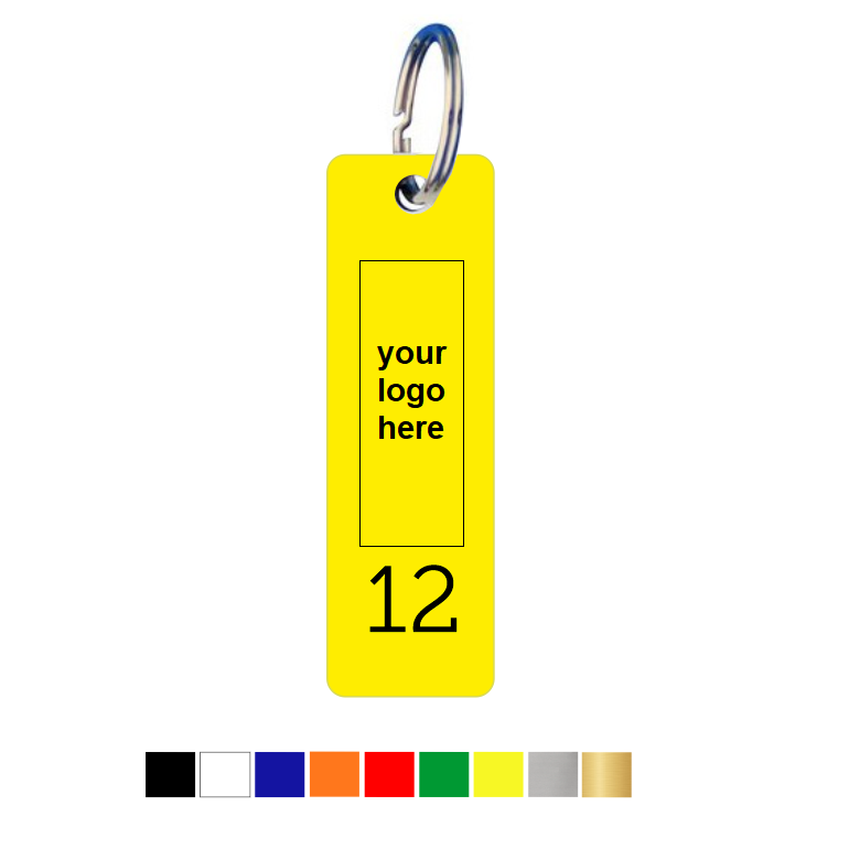 Small Rectangle Acrylic Key Tags with Logo and Number Engraving