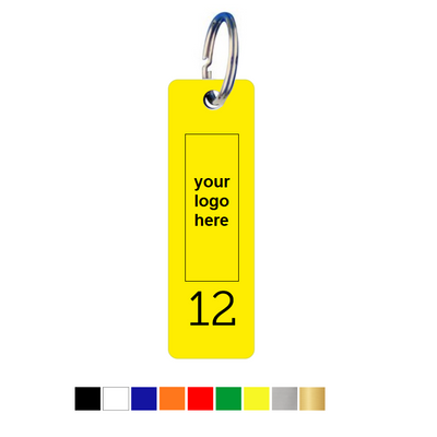 Small Rectangle Acrylic Key Tags with Logo and Number Engraving