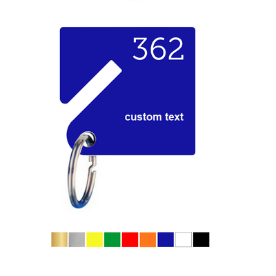 Slotted Acrylic Cabinet Key Tags with Text and Number Engraving