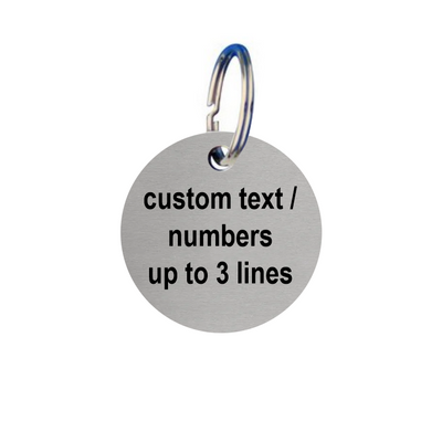 Round Aluminium Key Tags With Up To Three Lines Text/Number Engraving