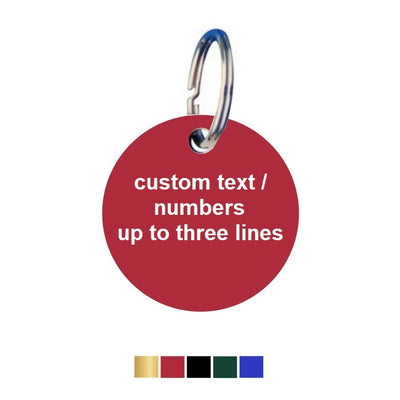 Round Coloured Aluminium Key Tags With Up To Three Lines Text/Number Engraving