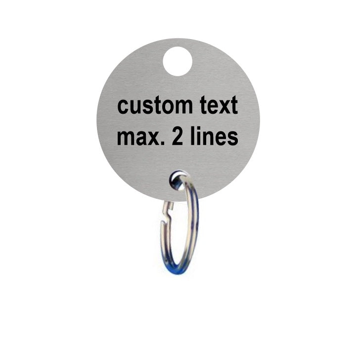 Round Aluminium Key Tags With Up To Two Lines Text/Number Engraving and Hanging Hole