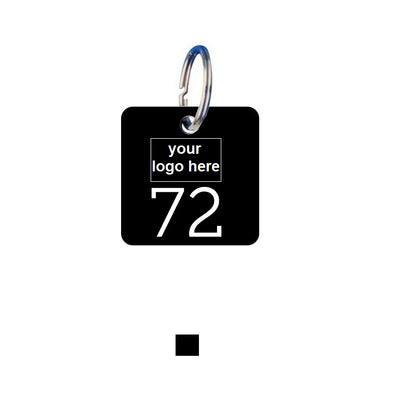 Round Square Black Aluminium Key Tags With Logo and Number Engraving