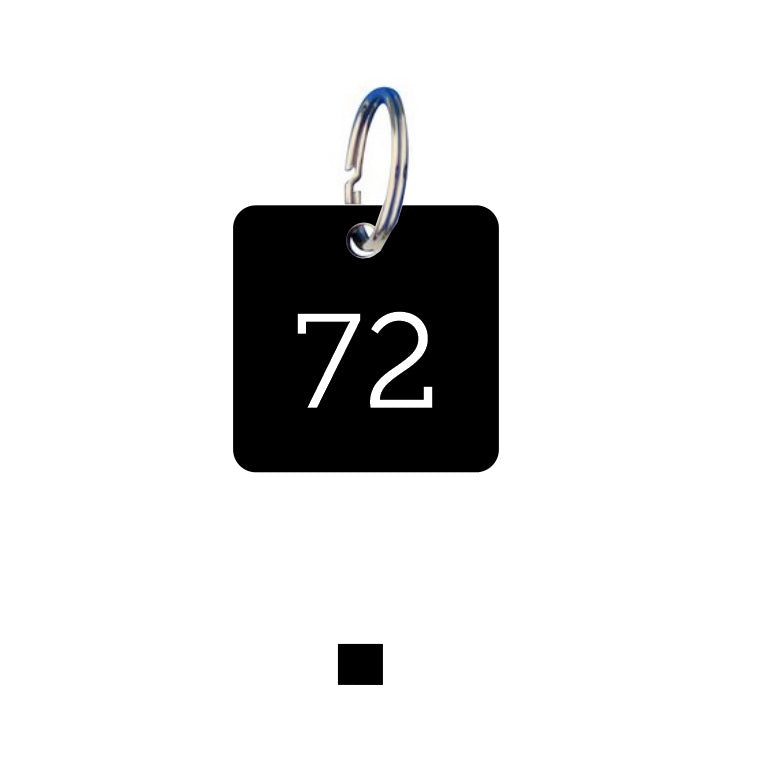 Round Square Black Aluminium Key Tags With Number Engraving