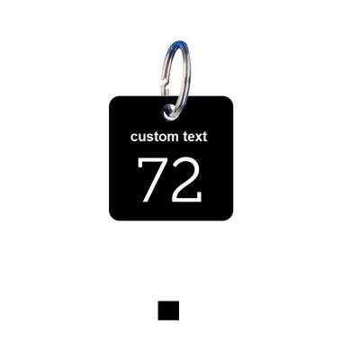 Round Square Black Aluminium Key Tags With Text and Number Engraving