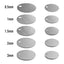 Thickness and Size Variant Card For Blank Aluminium Identification Tags 0.5 to 3mm Thickness, Two Sizes 30m and 40mm Round