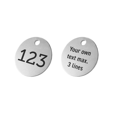 Metal ID Tags with Number Engraving On One Side and Text Engraving On Reverse Side 