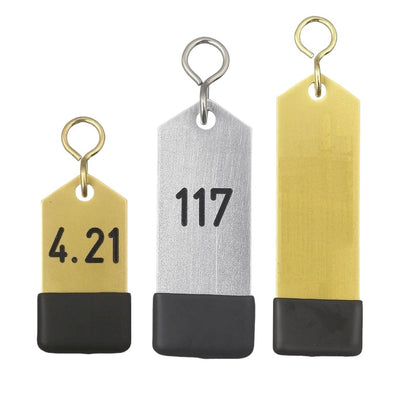 Rectangle Aluminium Hotel Key Tags with Custom Engraving and Flat Rubber Cap