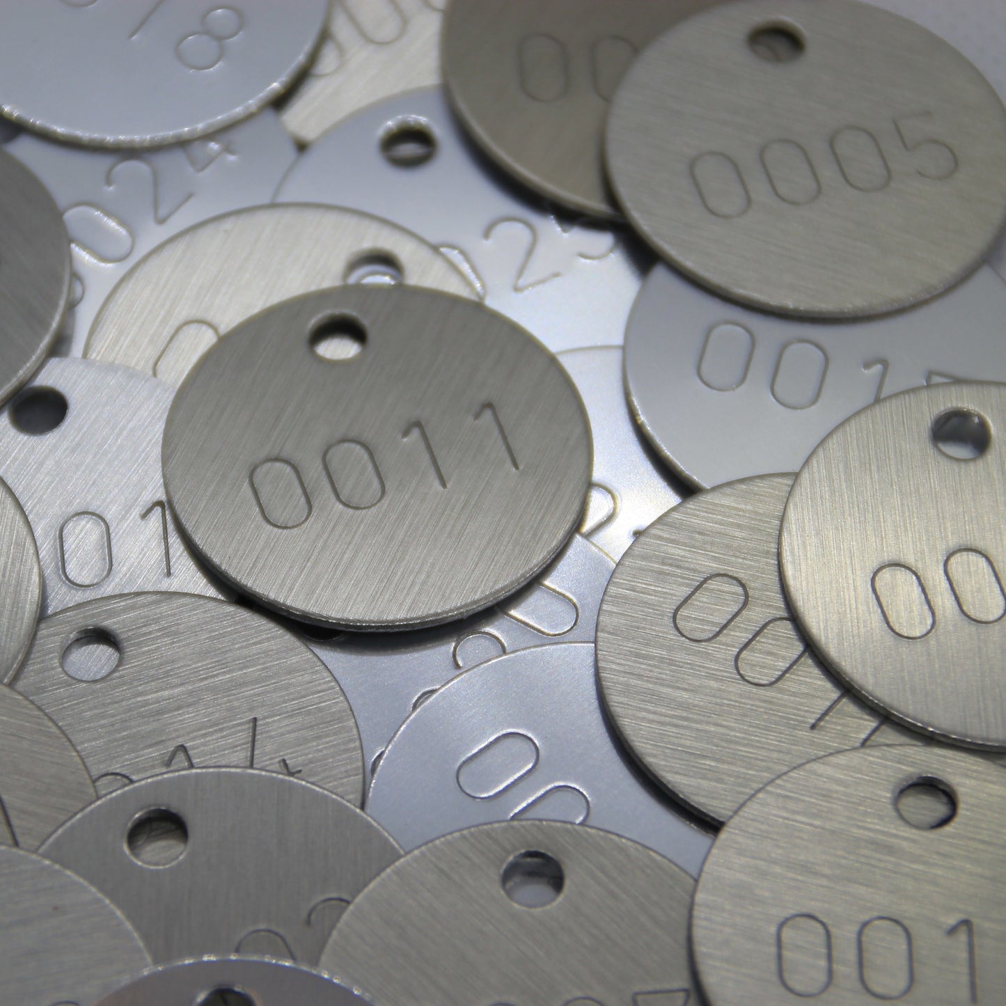 Round Anodised Aluminium Key Tags With Number Stamping