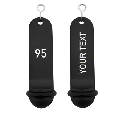 Big Classic Black Aluminium Hotel Key Tags | 105x33mm | With White Engraving