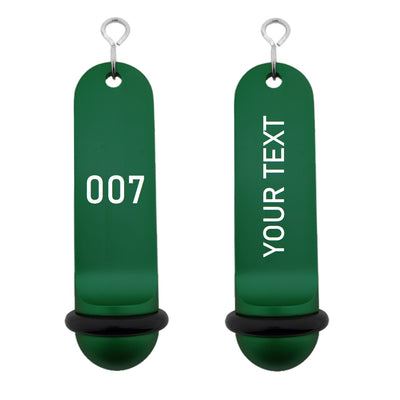 Big Classic Green Aluminium Hotel Key Tags | 105x33mm | With White Engraving