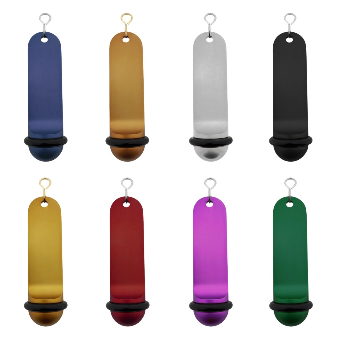 Collection Image Of  All Available Colour of Big Classic Aluminium Hotel Key Tags With S-hook Fastener and Black Rubber Ring