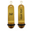 Personalised Big Classic Hotel Key Tags Gold Anodised with Black Laser Engraving, Black Rubber Ring and Silver S-hook Fastener