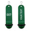 Personalised Big Classic Hotel Key Tags Green Anodised with White Laser Engraving, Black Rubber Ring and Silver S-hook Fastener