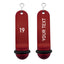 Personalised Big Classic Hotel Key Tags Red Anodised with White Laser Engraving, Black Rubber Ring and Silver S-hook Fastener
