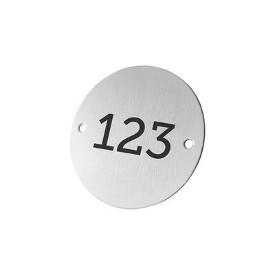 Aluminium Number Plate 50mm Diameter with Two Mounting Holes left and right