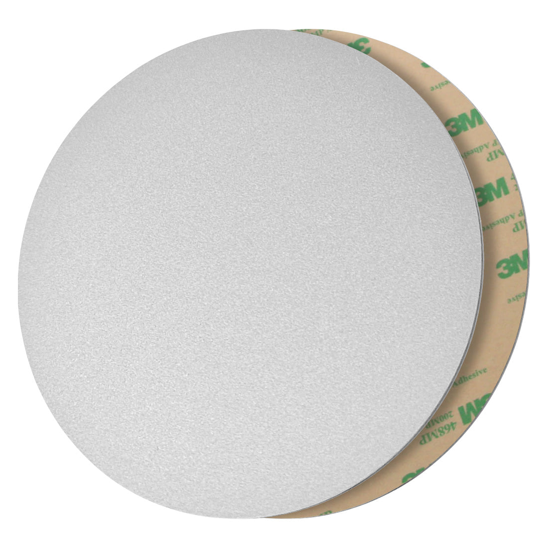 Blank 75mm round aluminium tag with adhesive backing, brushed silver finish
