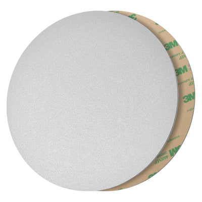 Blank 75mm round aluminium tag with adhesive backing, brushed silver finish
