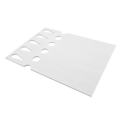 Stack of extra-wide, self-locking loop lock labels, ready for printing.