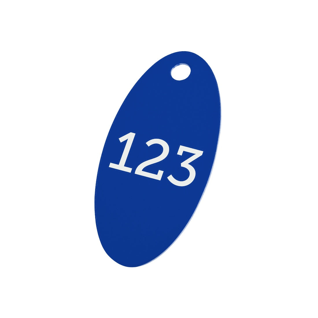Dark Blue Oval Anodised Aluminium Number Tags With One Hole 50x25mm 