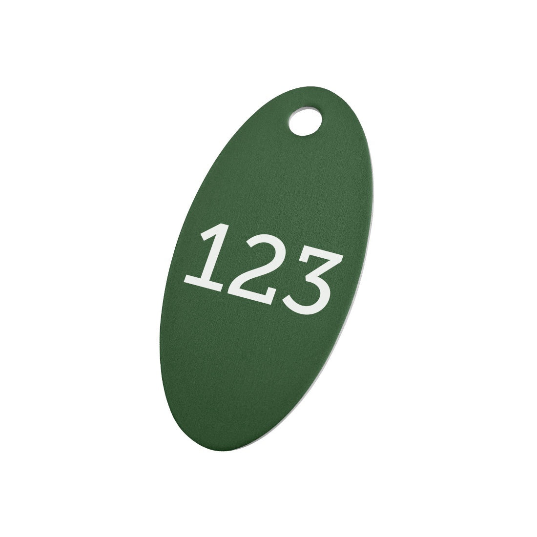 Dark Green Oval Anodised Aluminium Number Tags With One Hole 50x25mm 