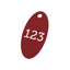Red Oval Anodised Aluminium Number Tags With One Hole 50x25mm 