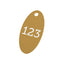 Gold Oval Anodised Aluminium Number Tags With One Hole 50x25mm 