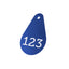 Dark Blue Teardrop Shaped Coloured Aluminium Number Tags 29x45mm