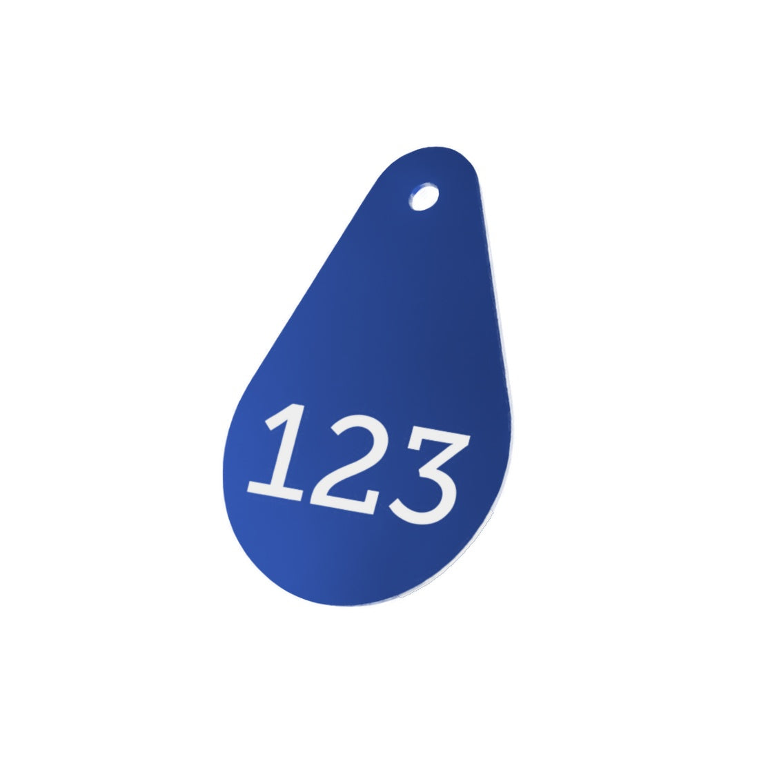 Dark Blue Teardrop Shaped Coloured Aluminium Number Tags 29x45mm