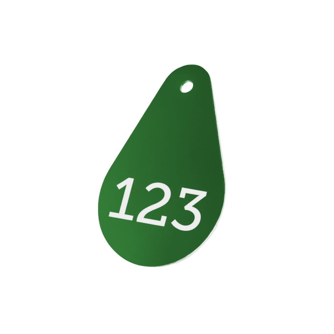 Dark Green Teardrop Shaped Coloured Aluminium Number Tags 29x45mm