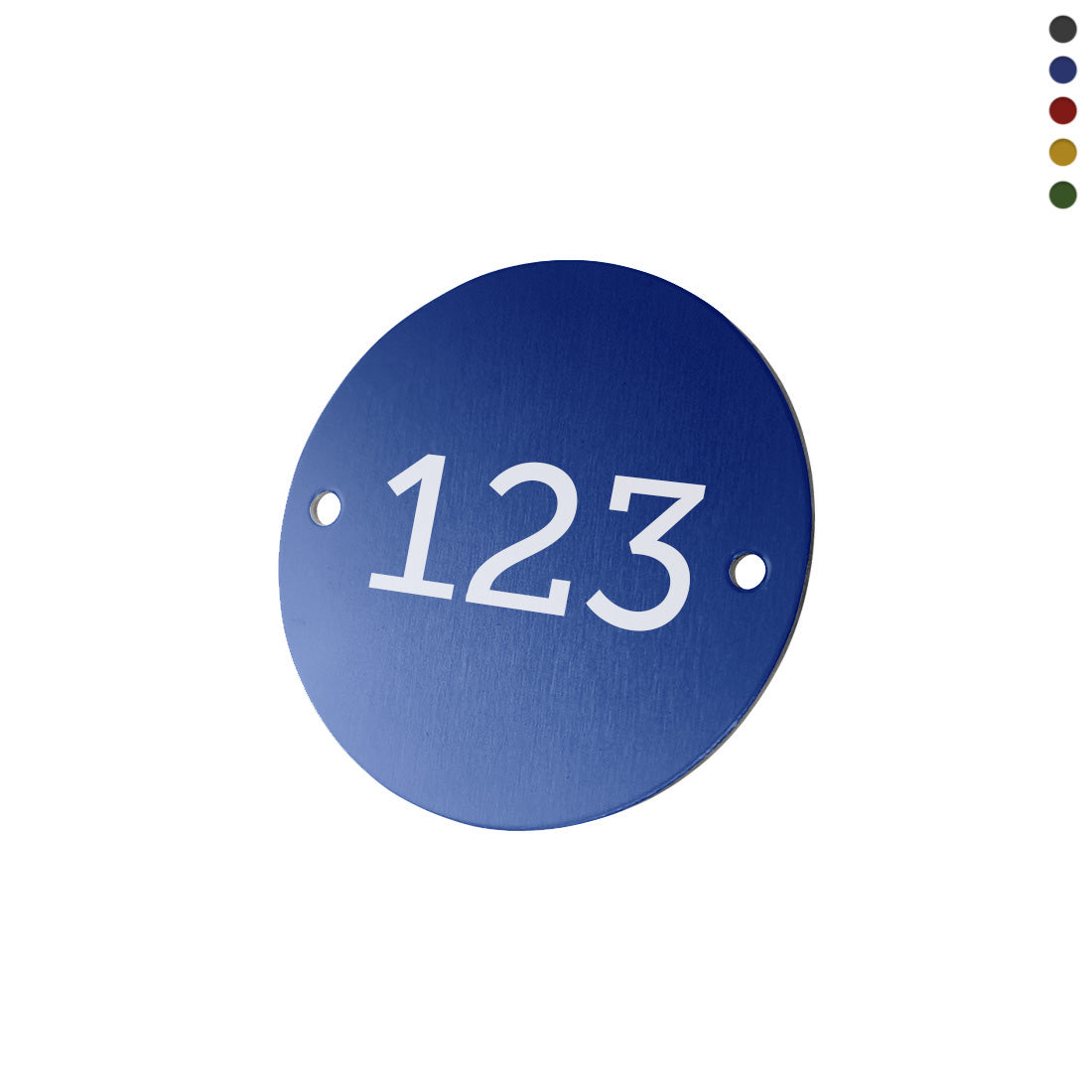 Round Coloured Aluminium Number Tags with Two Mounting Holes Left/Right 50mm