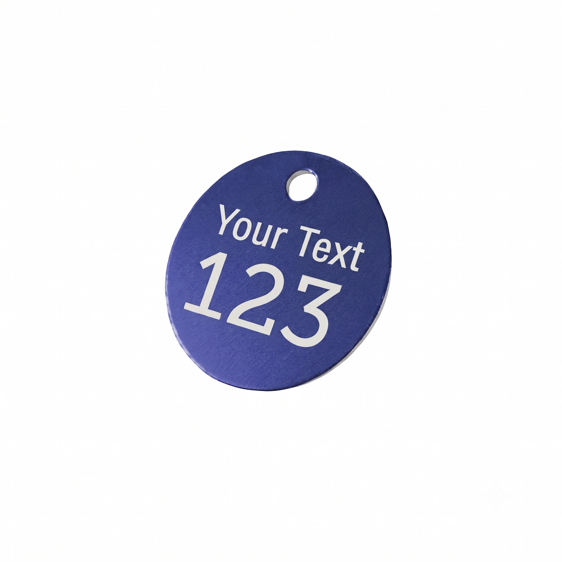 Blue Anodised Aluminium ID asset Tags With Number and Text Engraving