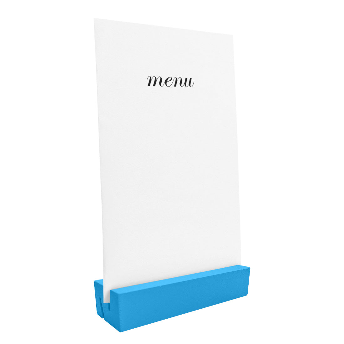 Slotted Menu Card Hold Base - Beech Wood Blue Colour 100x30m