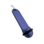 Side view of the large blue aluminium hotel key tag (105x30mm) with a silver S-hook fastener and black rubber protection ring.